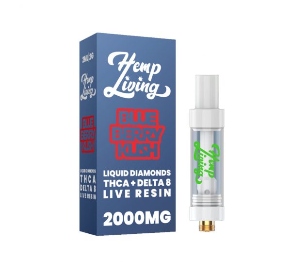 THCA + Delta 8 Live Resin Liquid Diamonds – 2g Cart – Blueberry Kush (Indica)