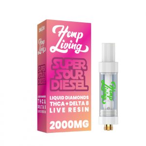 THCA + Delta 8 Live Resin Liquid Diamonds – 2g Cart – Super Sour Diesel (Sativa)