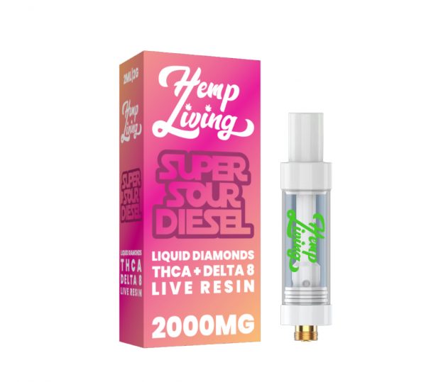 THCA + Delta 8 Live Resin Liquid Diamonds – 2g Cart – Super Sour Diesel (Sativa)