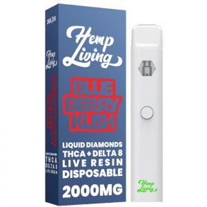 THCA + Delta 8 Live Resin Liquid Diamonds – 2g Disposable - Blueberry Kush (Indica)