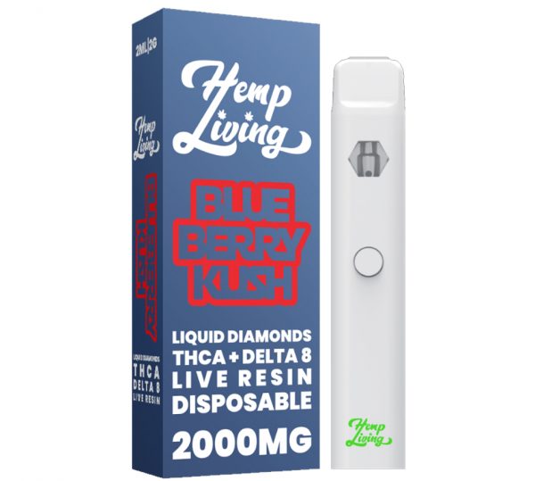THCA + Delta 8 Live Resin Liquid Diamonds – 2g Disposable - Blueberry Kush (Indica)