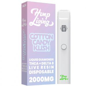 THCA + Delta 8 Live Resin Liquid Diamonds – 2g Disposable – Cotton Candy Kush (Indica)