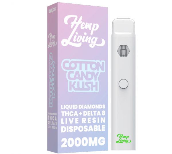 THCA + Delta 8 Live Resin Liquid Diamonds – 2g Disposable – Cotton Candy Kush (Indica)