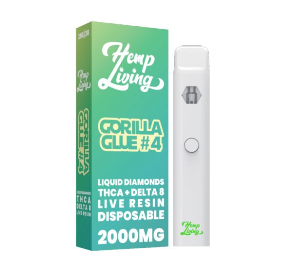 THCA + Delta 8 Live Resin Liquid Diamonds – 2g Disposable– Gorilla Glue #4 (Sativa Hybrid)