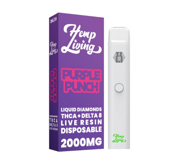 THCA + Delta 8 Live Resin Liquid Diamonds – 2g Disposable  – Purple Punch (Indica)