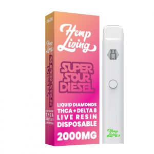 THCA + Delta 8 Live Resin Liquid Diamonds – 2g Disposable – Super Sour Diesel (Sativa)