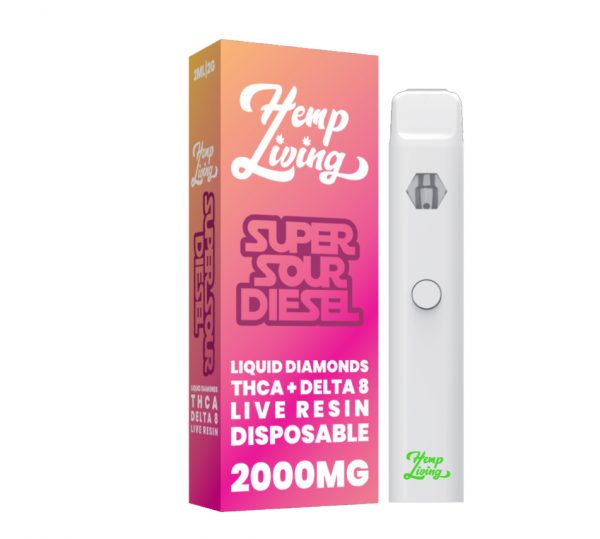 THCA + Delta 8 Live Resin Liquid Diamonds – 2g Disposable – Super Sour Diesel (Sativa)